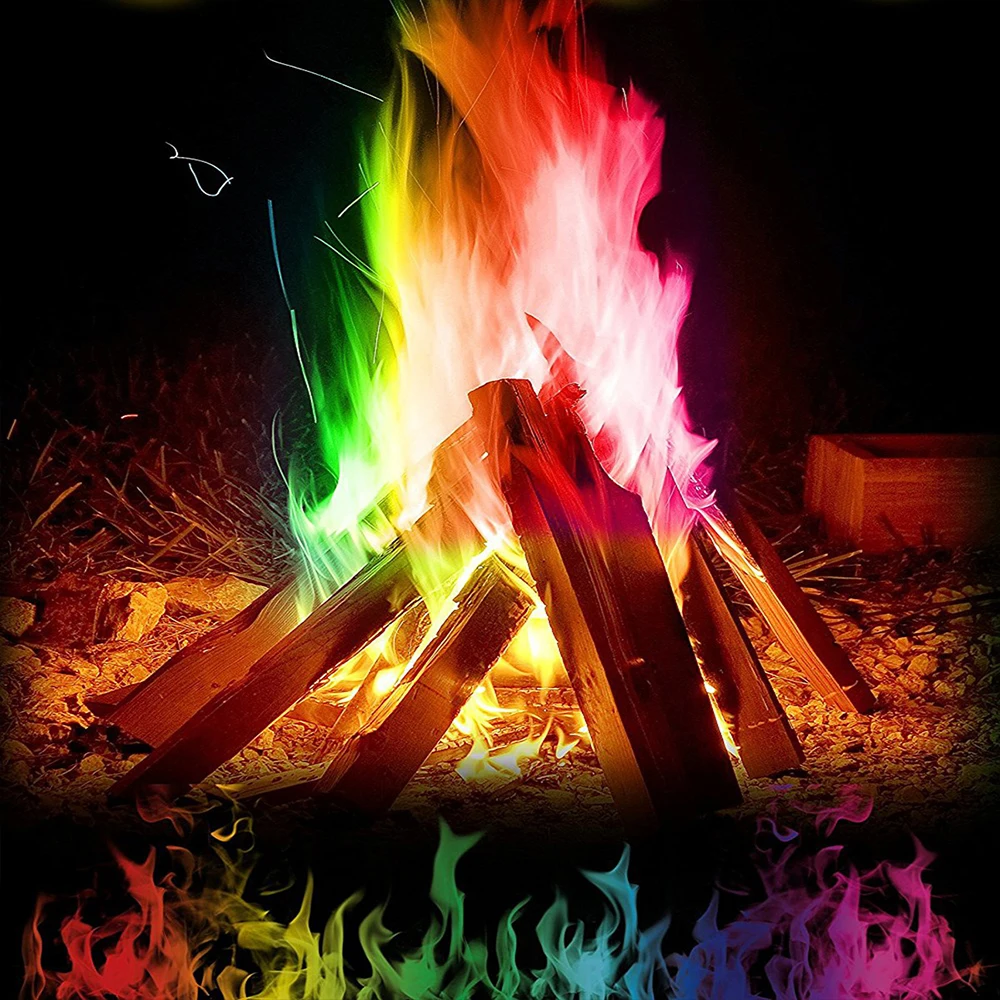 

1/10Pcs Mystical Fire Magic Tricks Coloured Flames Bonfire Sachets Fireplace Pit Patio Toy Professional Magicians Pyrotechnics