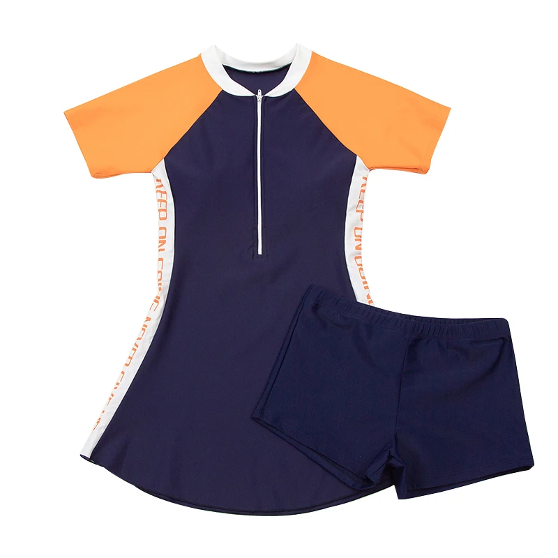 

Купальники с коротким рукавом для девочек, шорты, купальник из двух частей с молнией спереди для больших девушек, плавки, купальник с юбкой, ...