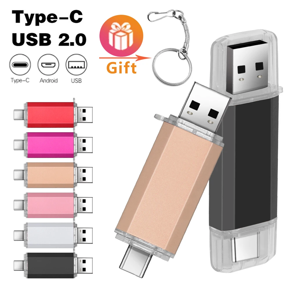 

Hotsale OTG USB Flash Drive 2.0 Type C Pen Drive 128GB 64GB 32GB 16GB USB Stick 2.0 Pendrive U Disk for Type-C Device Gift