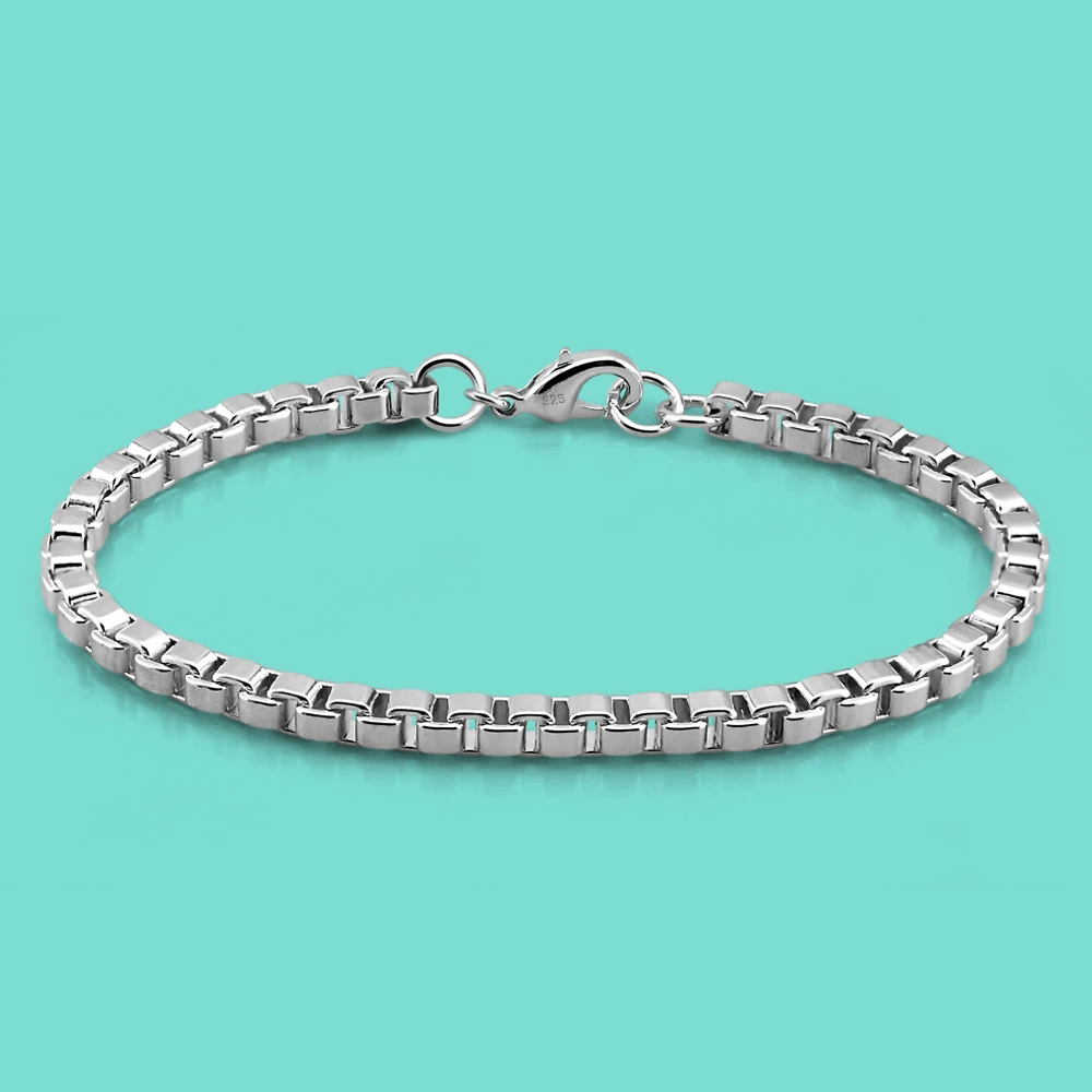 Мужской/женский браслет из серебра 925 пробы 4 мм|Гибкие и жесткие браслеты| |