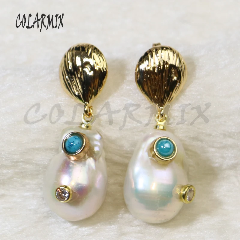 5 pairs Baroque pearl earrings drop colors stone wholesale jewelry women gift for lady 9135 | Украшения и аксессуары