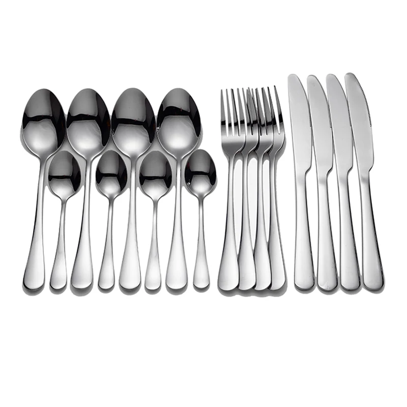 

16PCS Silver Tableware Stainless Steel Cutlery Set Forks Knife Tea Spoon Kitchen Dinner Set Fork Spoon Knife Gold Dinnerware Set