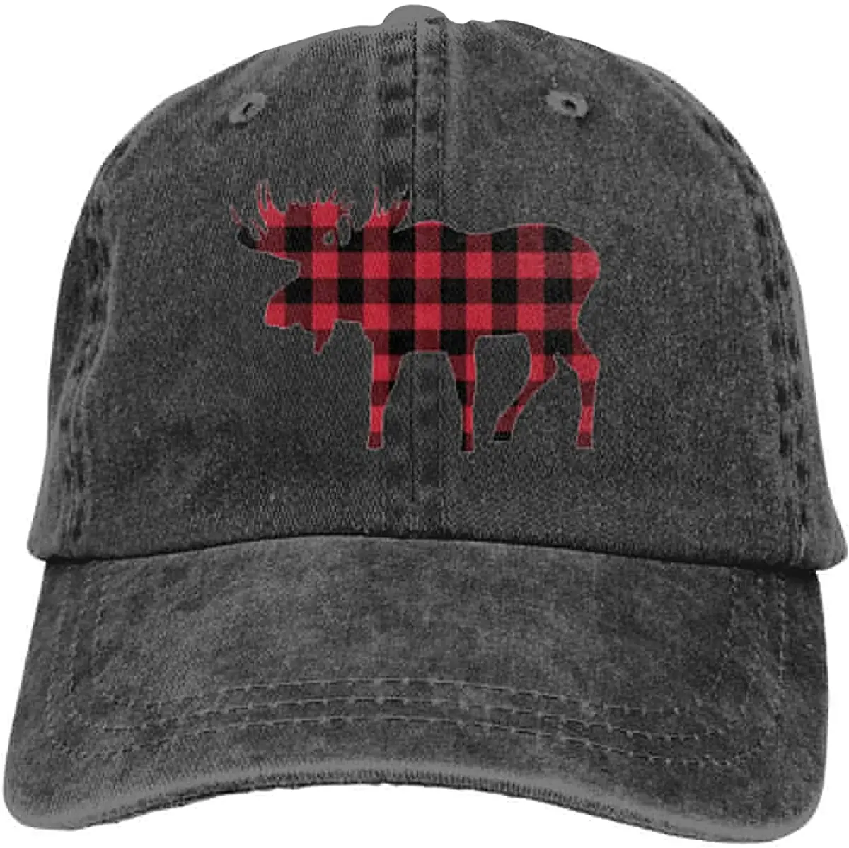 

Buffalo Plaid Moose Unisex Soft Casquette Cap Vintage Adjustable Baseball Caps