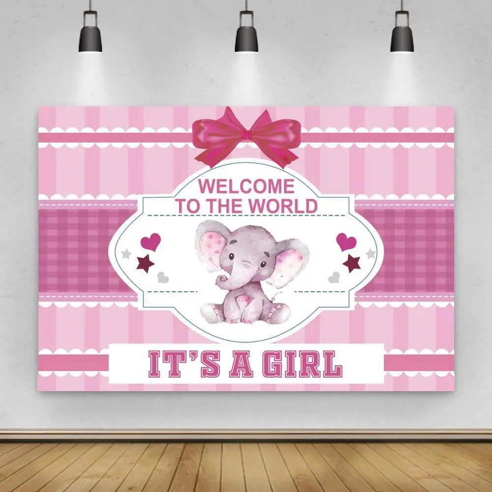 

Welcome To The World Newborn Backgrounds Photo Decor Girl Or Boy Famliy Party Bow Banner Backdrops Photography