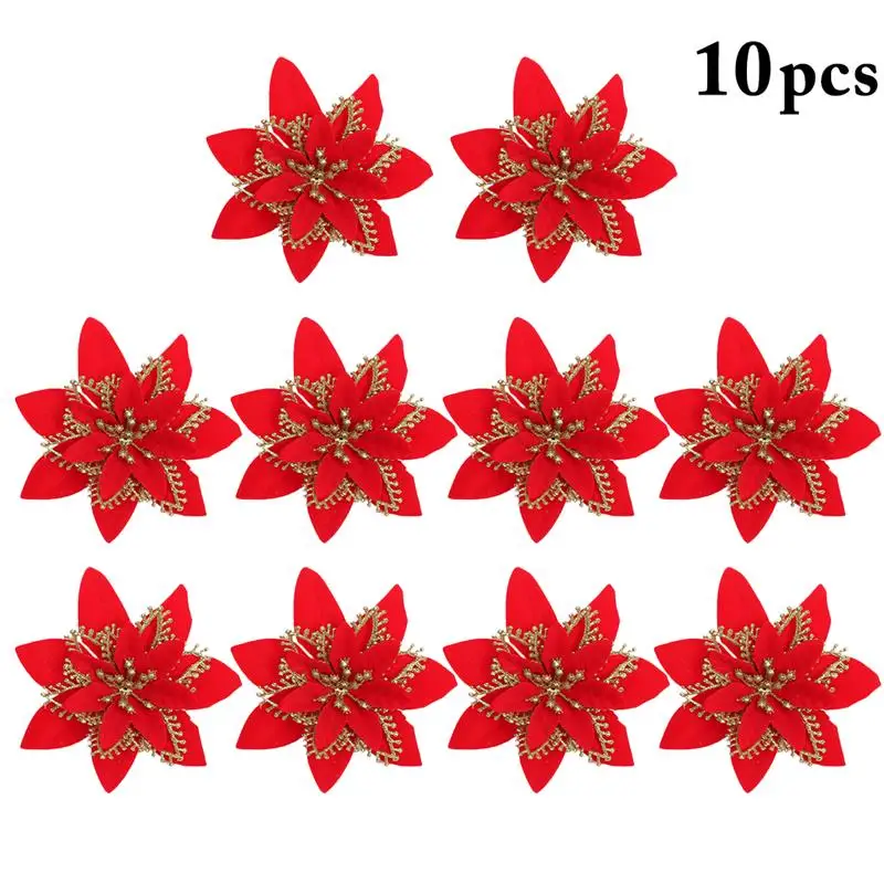 Искусственные цветы для украшения блестящие Пуансетии искусственные сделай сам