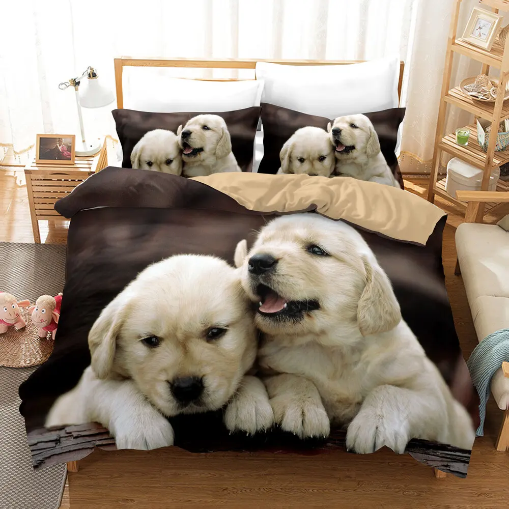 

Dropshipping SINGLE only 1 Pillowcase Queen Size Bedding For Boys Duvet Cover Set Bedding Dog N038 Animal Cartoon Christmas Gife