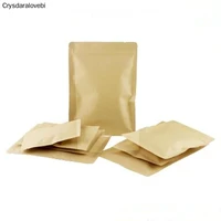 100pcs small kraft paper zip lock bag inner aluminum foil tea pouch reusable flat food packaging zipper bag