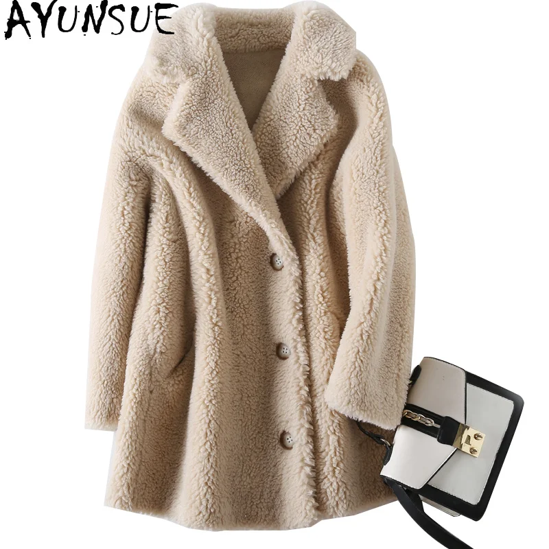 Warm Sheep Shearling Coat Female Winter Women's Fur Coat Casual Wool Jacket Women Korean Style Manteau Femme Gxy490
