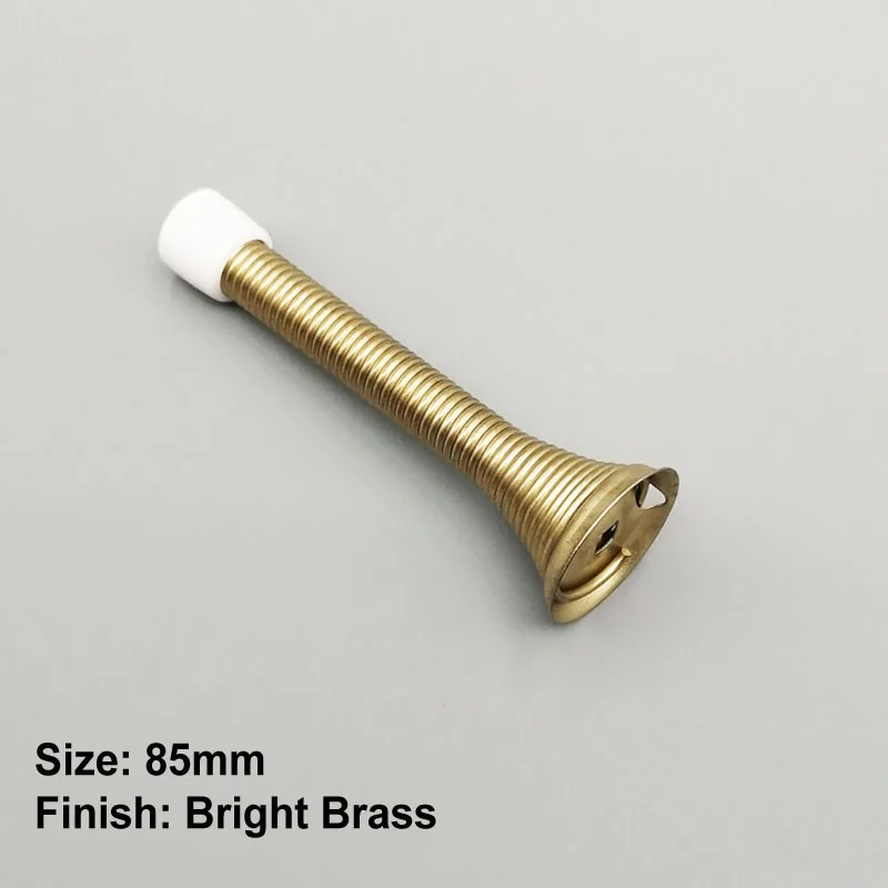 Bright Brass 85mm Пружинные дверные упоры, гибкий настенный плинтус пружинный ограничитель открывания двери - Цвет: Bright Brass 85mm
