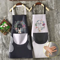 waterproof aprons for woman kitchen apron household apron for kitchen oil proof baking accessories wipeable kitchen apron