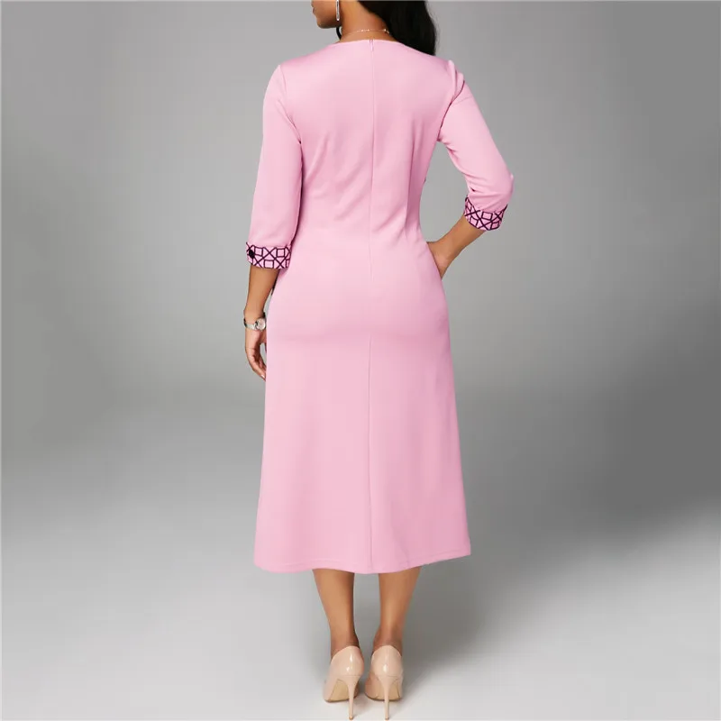 Зимнее платье Для женщин розовый S 3XL плюс Размеры платья с длинным рукавом 2019