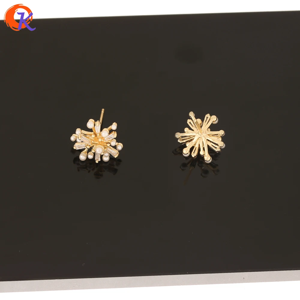 

Cordial Design 20Pcs 14*14MM Jewelry Accessories/Hand Made/Genuine Gold Plating/Flower Shape/Earring Findings/CZ Earrings Stud