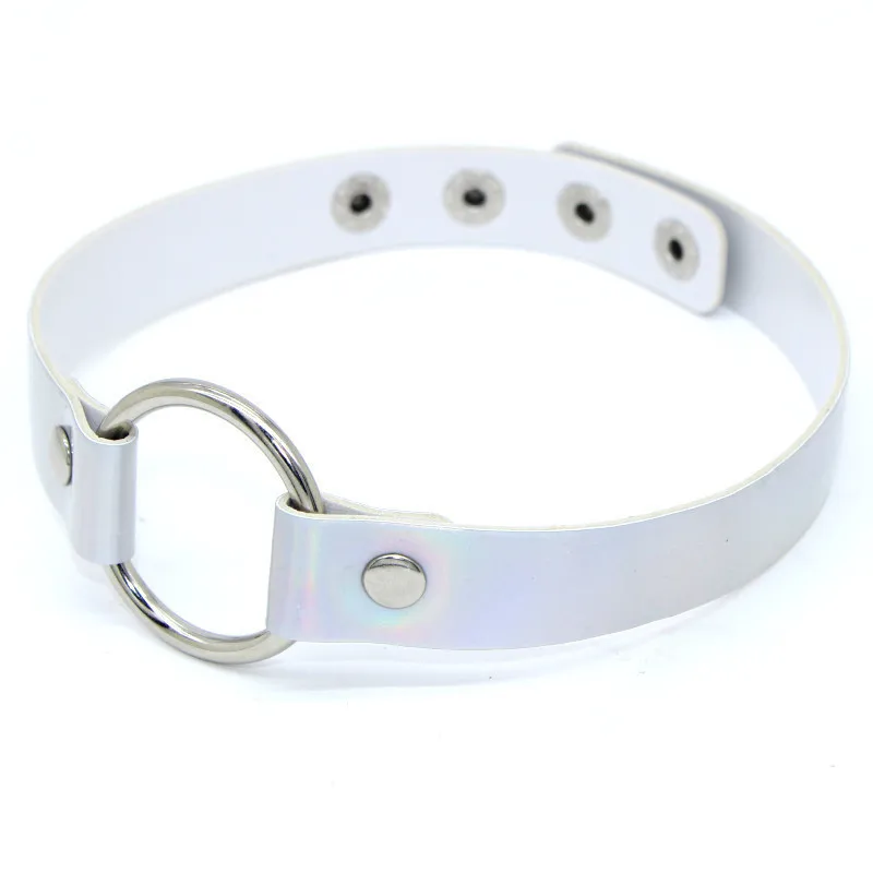 Новинка 2020 готическое кожаное колье в стиле панк ожерелье на шею РОЗОВОЕ КРУГЛОЕ