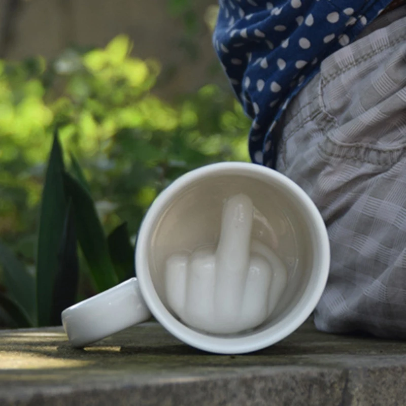 Дизайнерская белая кружка для среднего пальца новинка стильная Смешанная чашка