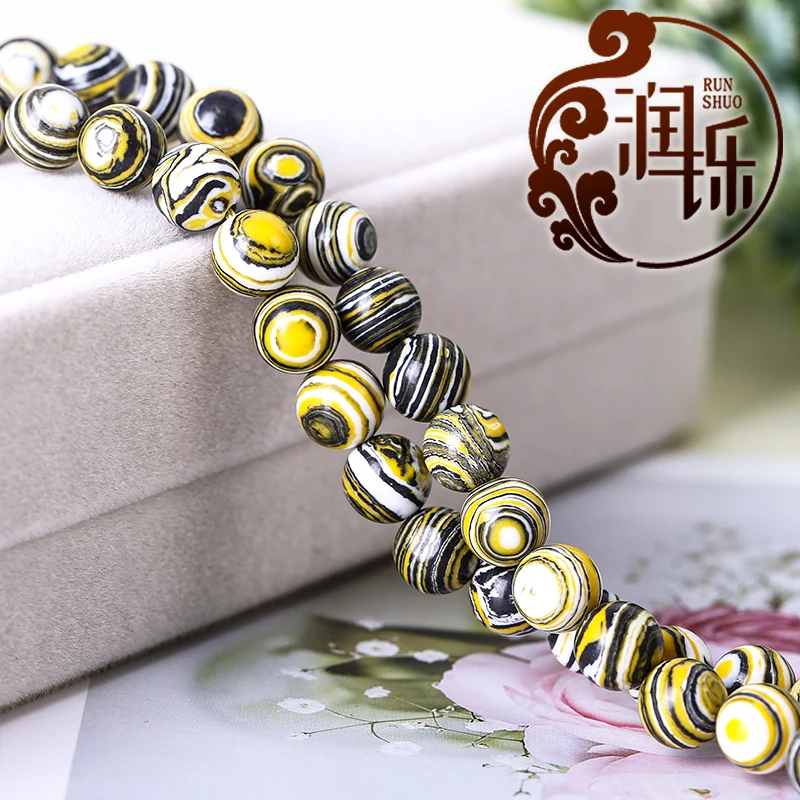 

Smooth Yellow Malachite Stone Beads Round Spacer Beads For Jewelry DIY Making Charms Bracelet Necklace 15'' Inch 4 6 8 10 12mm