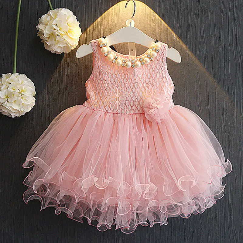 

Princess Kids Girls Dress Lace Flower Party Bridesmaid Formal Dresses Tulle Tutu Dress Ball Gown 2-7Y