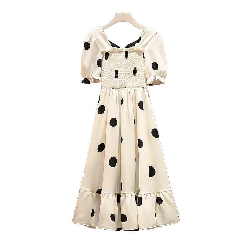 Женское винтажное платье в горошек длинный пляжный сарафан с открытой спиной