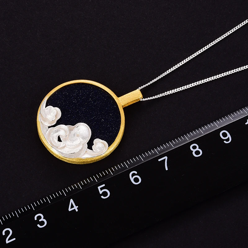 

Lotus Fun Moment Starry and Waves Pendant without Necklace Real 925 Sterling Silver Handmade Design Fine Jewelry for Women Gift