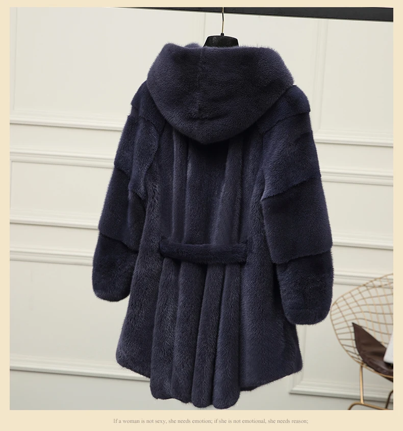 inverno новая полностью из норки шуба longa seque das mulheres balancha onda Da Moda com capuz casaco de pele de vison