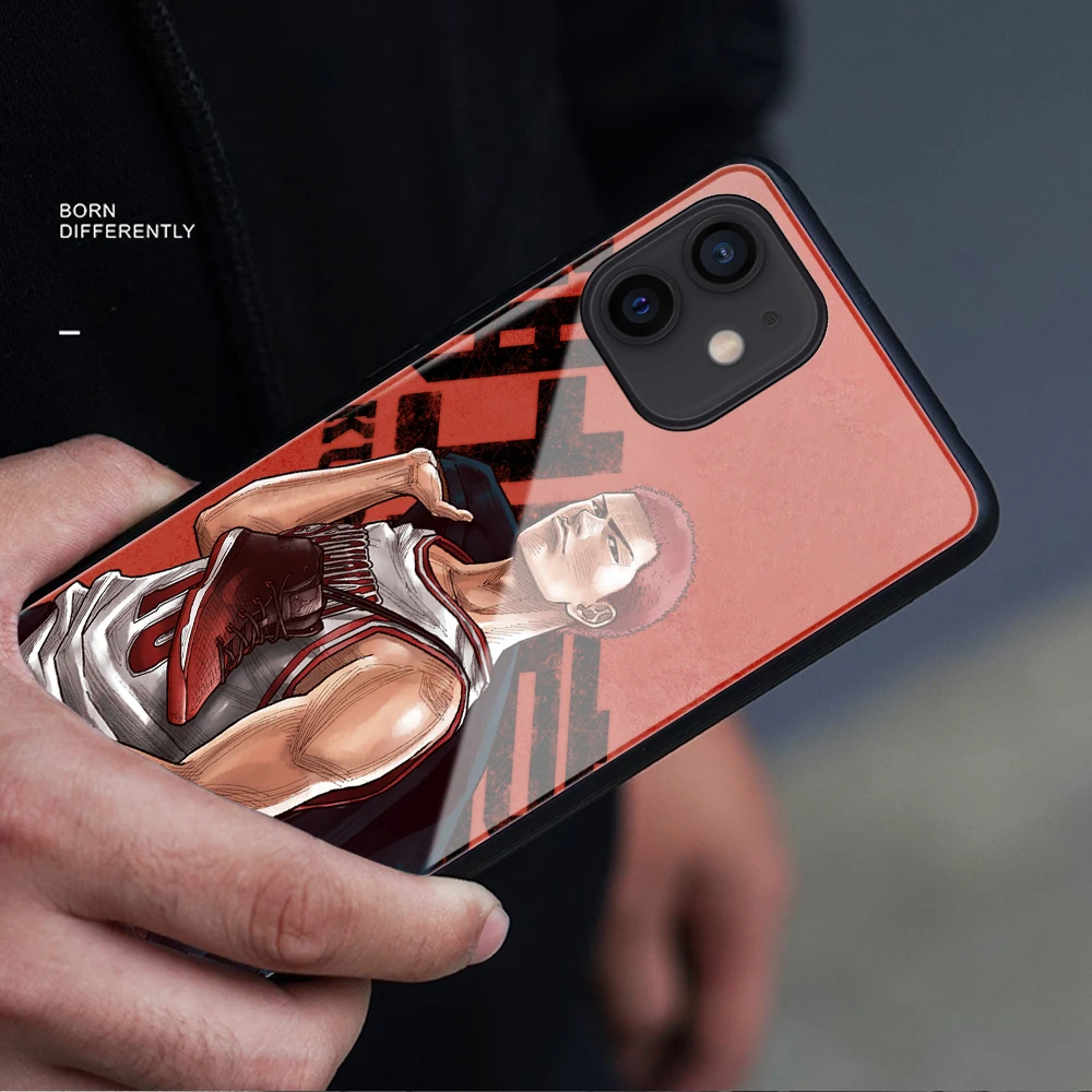 Для iPhone 11 12 13 14 PRO MAX mini SE 7 8 14 Plus X XR XS Temepred стекло ТПУ покрытие Баскетбол Slam Dunk shohoku аниме чехол