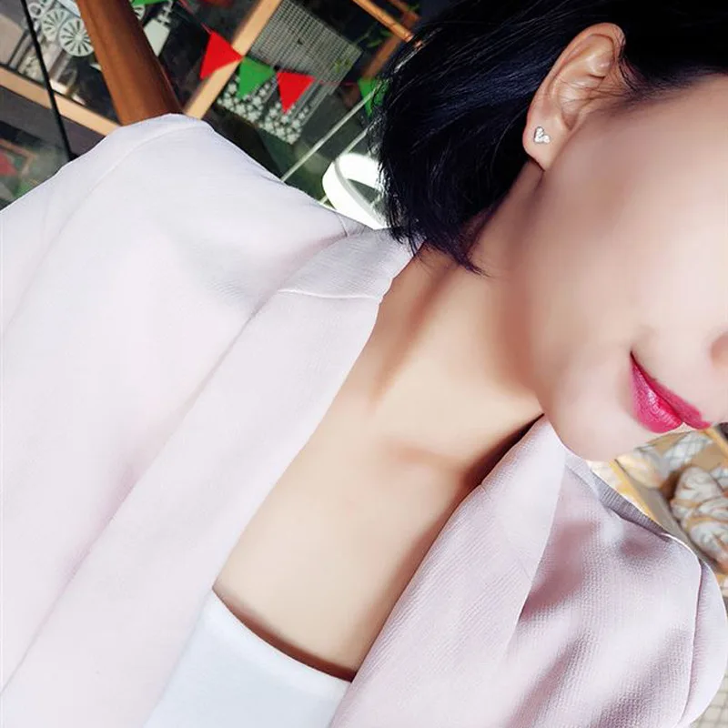 Новые корейские серьги очаровательные с кристаллами и сердечками для женщин