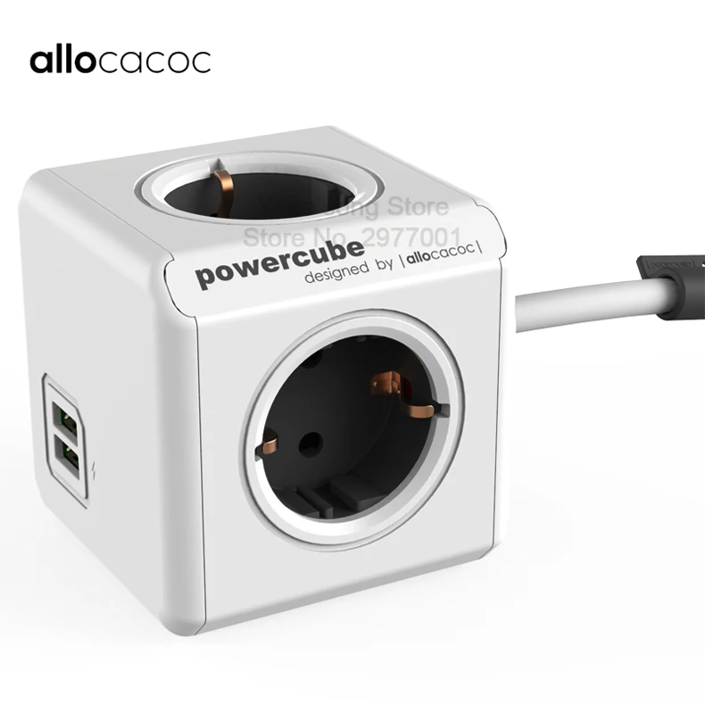 Allocacoc умный дом вилка электронный блок питания ЕС розетка Зарядка 2 USB 4 розетки стандартный разъем интерфейс расширение