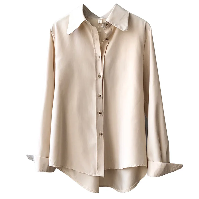 

Spring/Summer 2021 velvet shirt for women Korean loose medium/long long sleeve lapel shirt