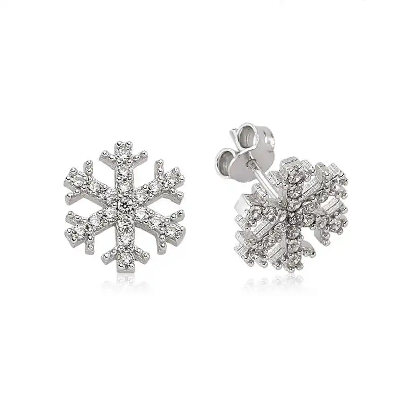 

Silverlina Silver Snowflake-Studded Earrings