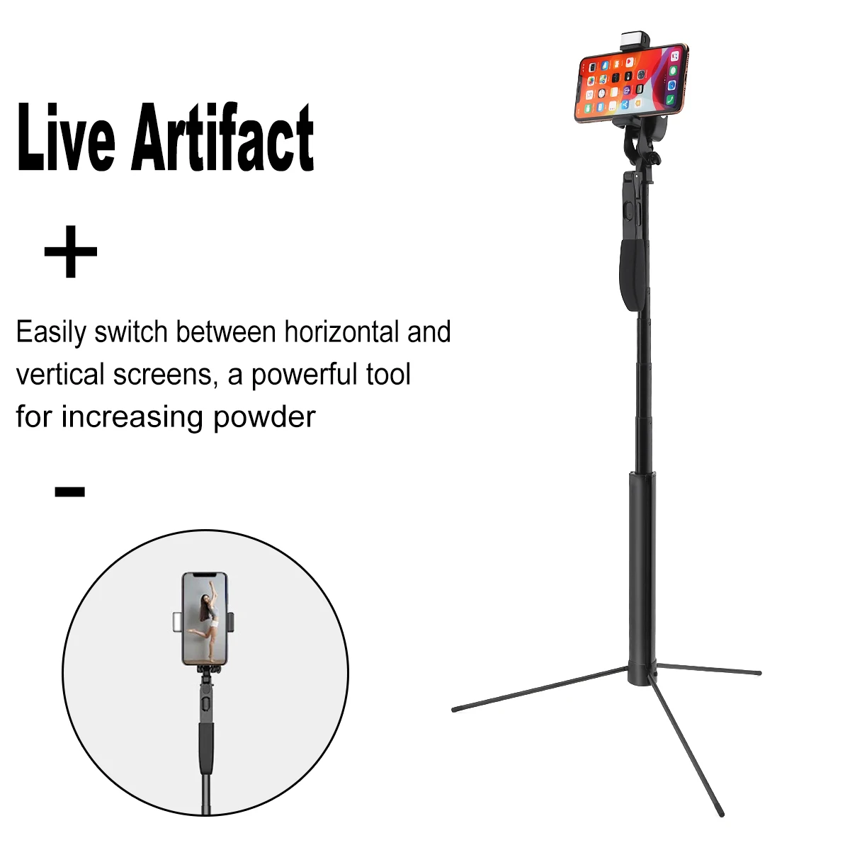 Portable Integrated Selfie Stick Tripod Live Stabilizer with Adjustable Double Fill Light Mobile Phone Bracket for Live / Video
