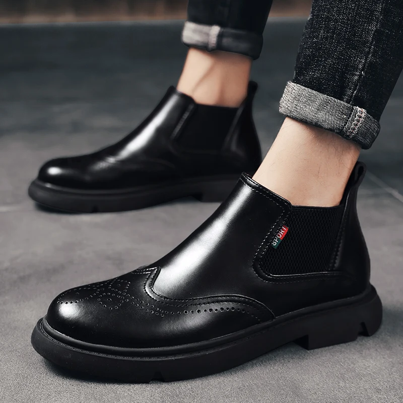 Новинка мужские ботинки из натуральной кожи сезон осень-зима Челси Мужская