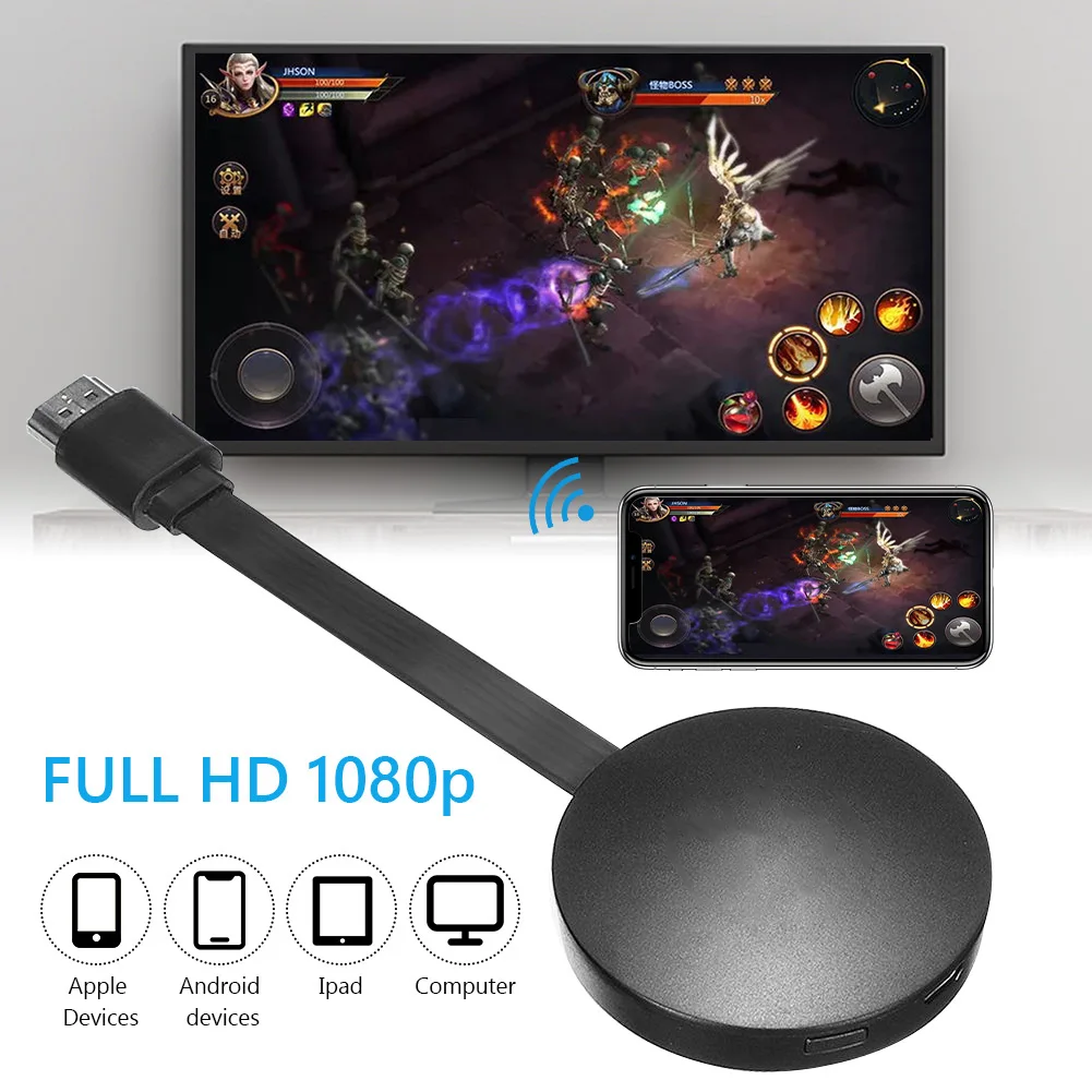 

2.4G Wireless Display Dongle WiFi Wireless Display Receiver HDMI-compatible Adapter Dongle 1080P Support DLNA AirPlay Dongle