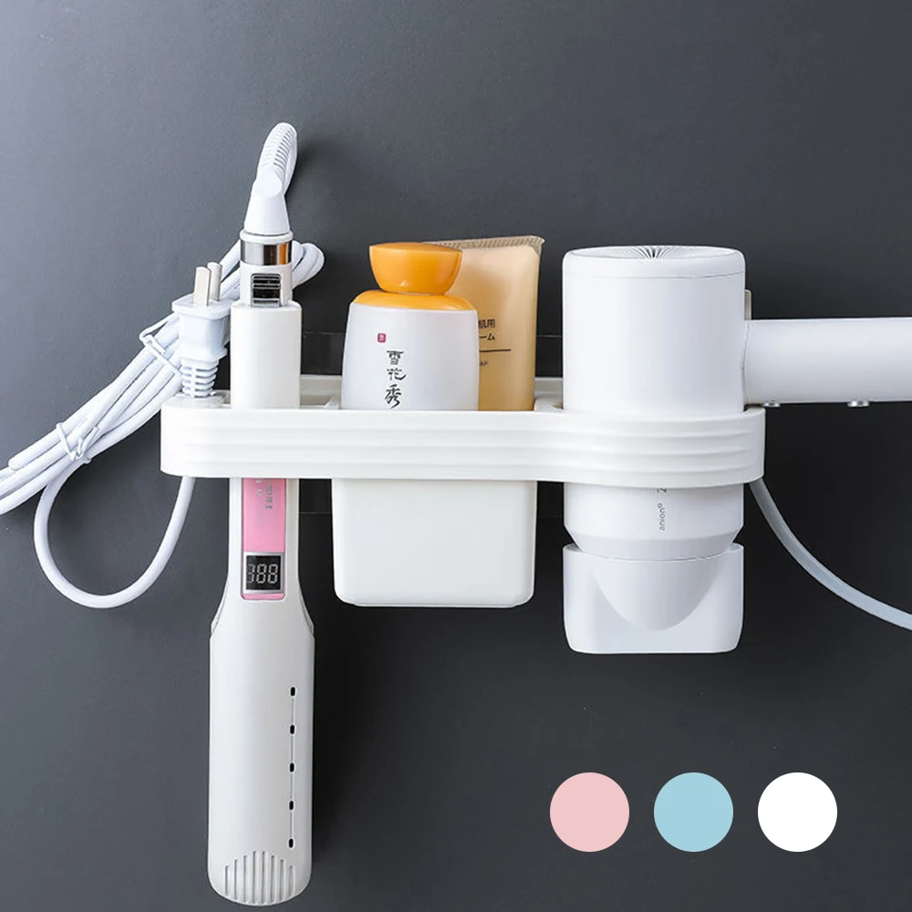 Многофункциональный держатель для фена плойка полка ванной органайзер хранения
