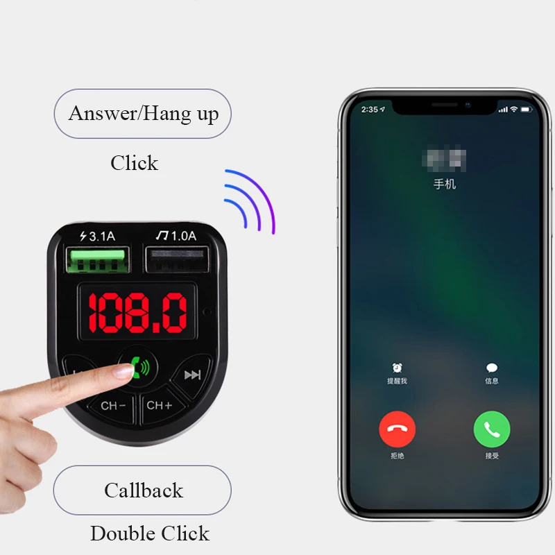 Elistooop FM передатчик автомобильный комплект MP3 модулятор плеер беспроводной Bluetooth 5