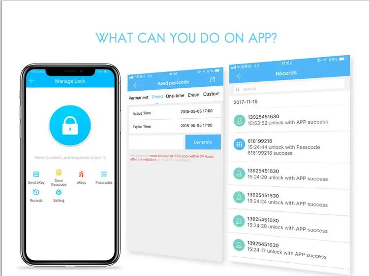 WiFi Buletooth отпечаток пальца дверной замок электронный дверной замок Интеллектуальный биометрический замок на дверь умный замок отпечатков пальцев с приложением