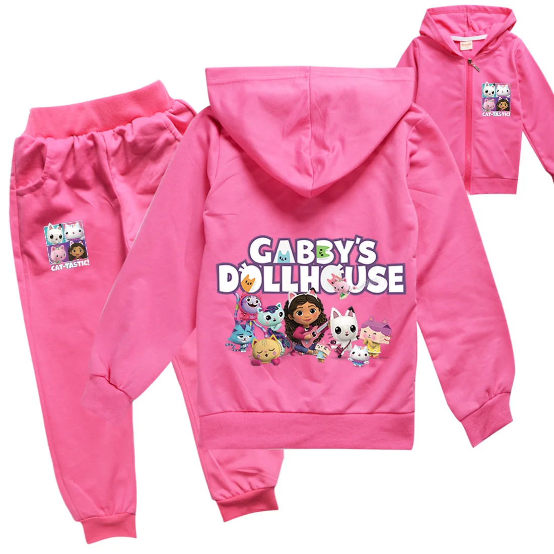 Toddler Girls Gabbys Dollhouse Clothes Baby Boys Clothing Sets Kids Zipper Jacket Jogging Pants 2pcs Set Children Cats Clothing