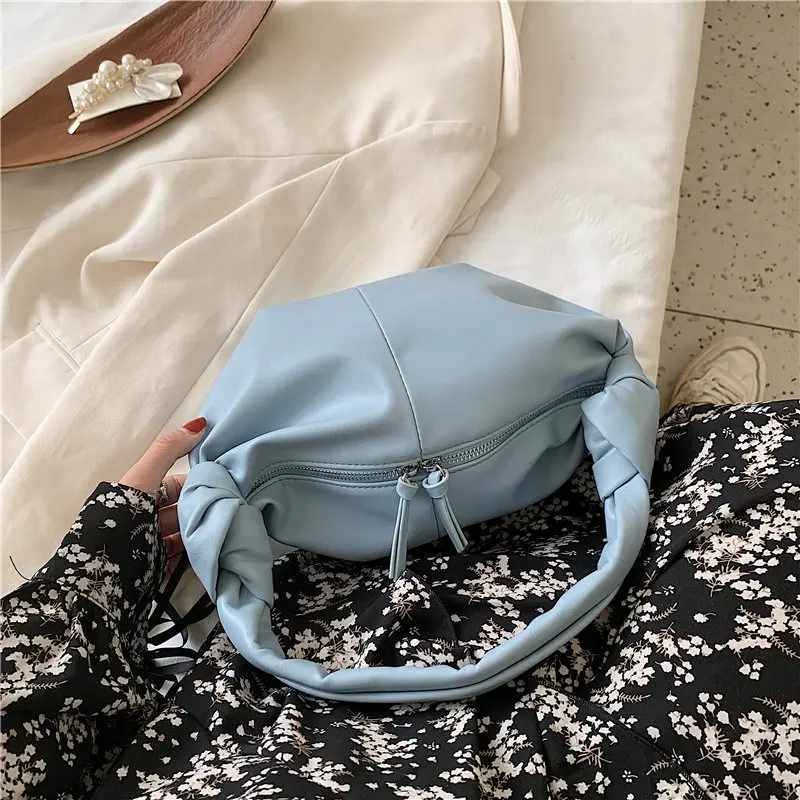 

Solid Color Crossbody Bags For Women 2020 Elegant PU Leather Small Shoulder Bag Baguette Fashion Dumpling Handbag Purse Soft