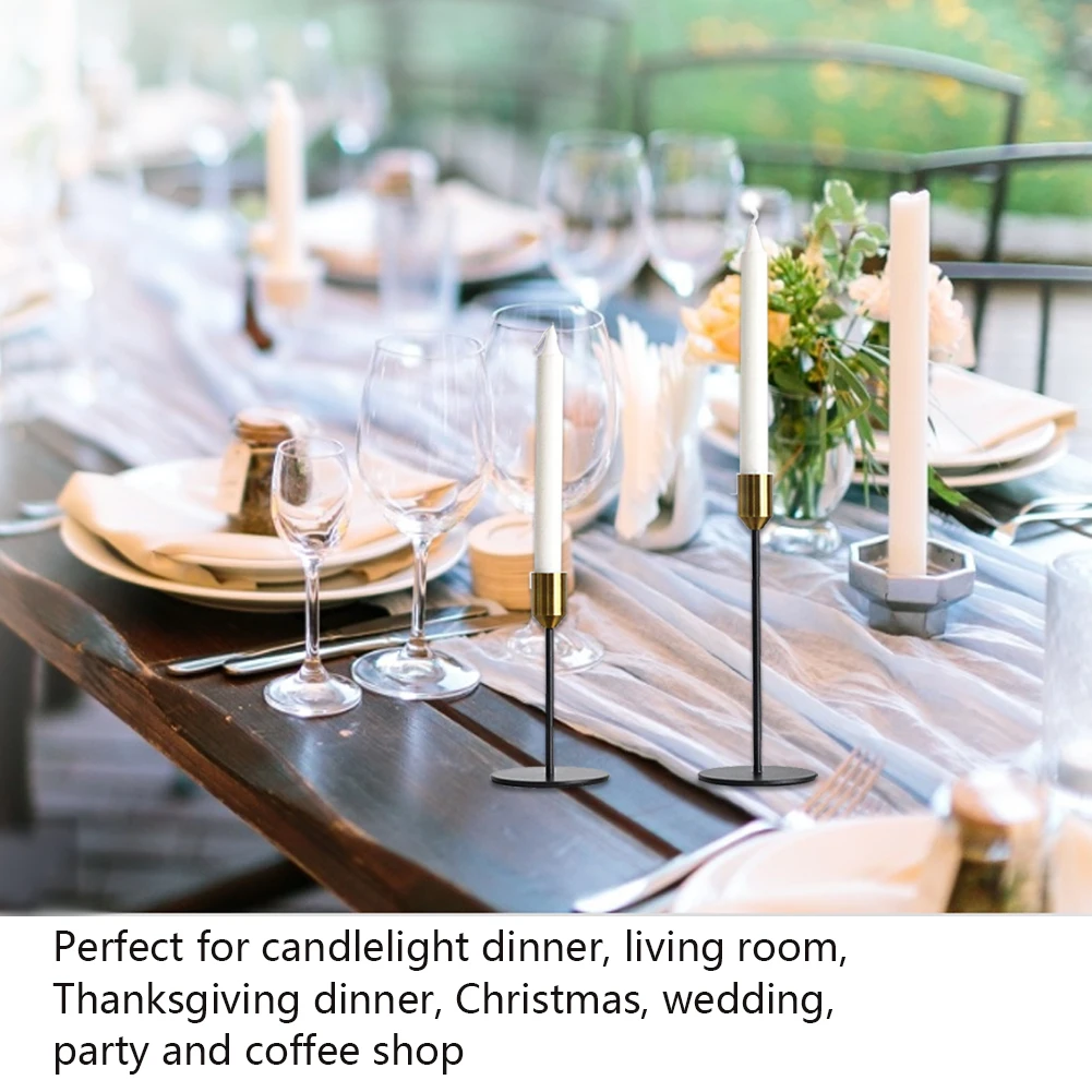 

2PCS Candle Holder Retro Single Head Metal Art Standing Candlestick Decor for Elegant Party Wedding Dinner Home Decrotion