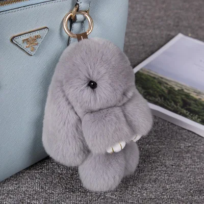 Брелок для ключей с милым плюшевым Кроликом женский меховой помпон кольцо