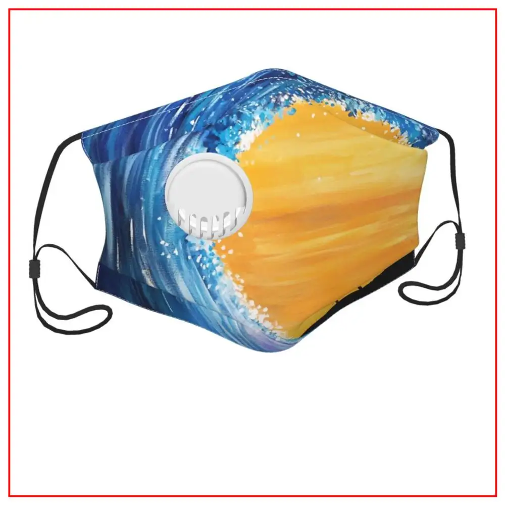 

Kids Men Women face mask TIDAL WAVE Training Facemasks Adjustable Breathing Black Reusable Washable Custom Motorcycle Bandana