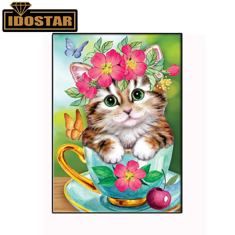 Полноразмерные квадратные/круглые камни мультяшный Кот 5D алмазная живопись