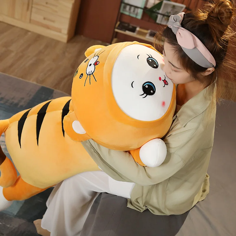 

60-100cm cartoon tiger striped pillow girl sleeping plush toy plush cotton thickening non-deformation pregnant woman leg pillow