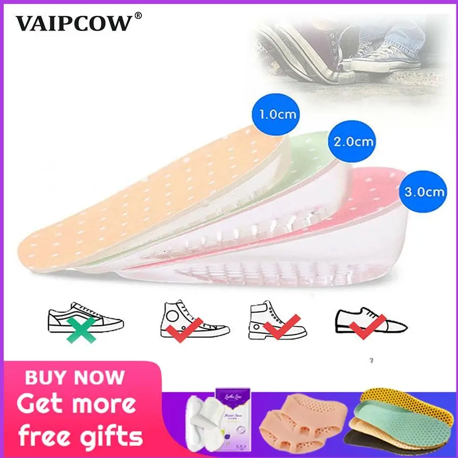 

Height Increase Elevator Insoles Pads Soles For Shoes Women Men Silicone Gel Lift Height Increase Shoe Insoles Heel Insert