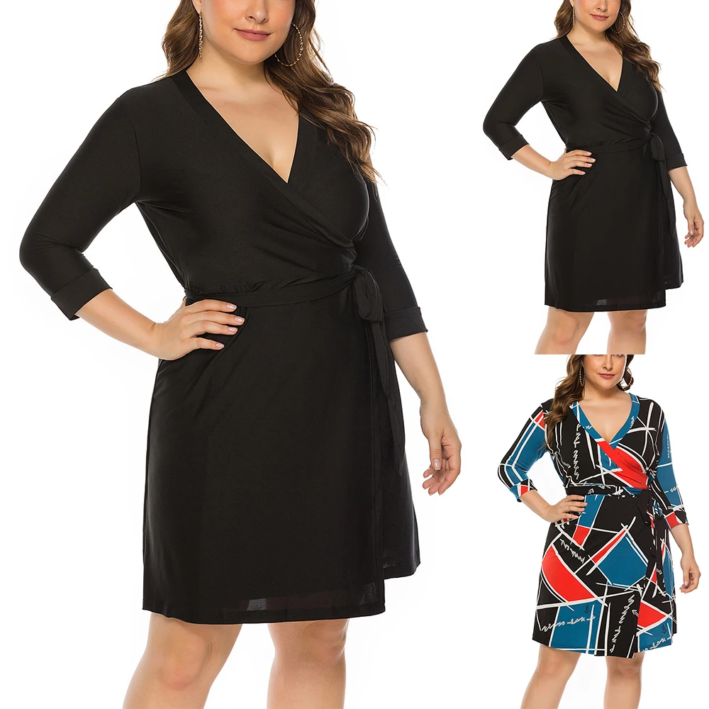 

Women 3/4 Sleeve V Neck Bodycon Wrap Midi Dress Summer Casual Party Sundress