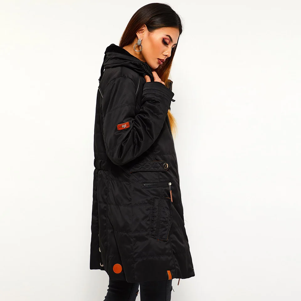 Sisjuly Women Coats Casual Winter Warm Black Gothic Slim Turtleneck Zipper Solid Pocket Jacket Female Quilted coat(size small