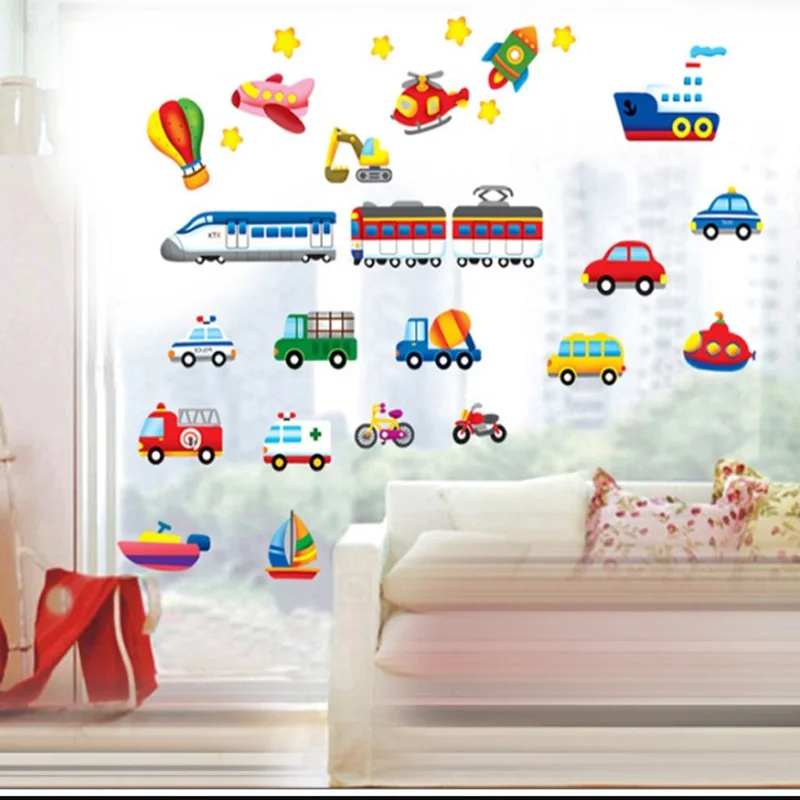 

Cartoon Trucks Tractors Cars Wall Stickers Kids Rooms Vehicles Wall Decals Art Poster Photo Wallpaper Home Decor Mural Decal