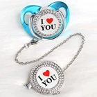 Cоска пустышка соски для новорожденных еда Роскошная блестящая Соска-пустышка I Love You с зажимами-цепочками для новорожденных, детская еда, силиконовая деталь, подарок для будущей мамы