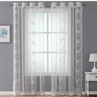 semi sheer elegant embroidered solid white rod pocket window sheer curtains drape flat window floral 100 polyester jacquard