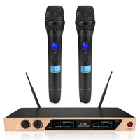 uhf digital wireless microphone dynamic 2 channel 2 handhelds 100m receiver recording inalambricos karaoke mic home ktv set