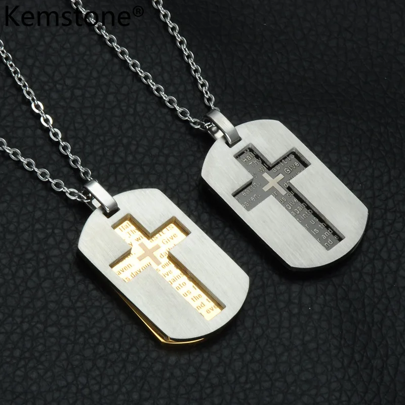Мужской кулон Kemstone ожерелье из нержавеющей стали золотого цвета с крестом и