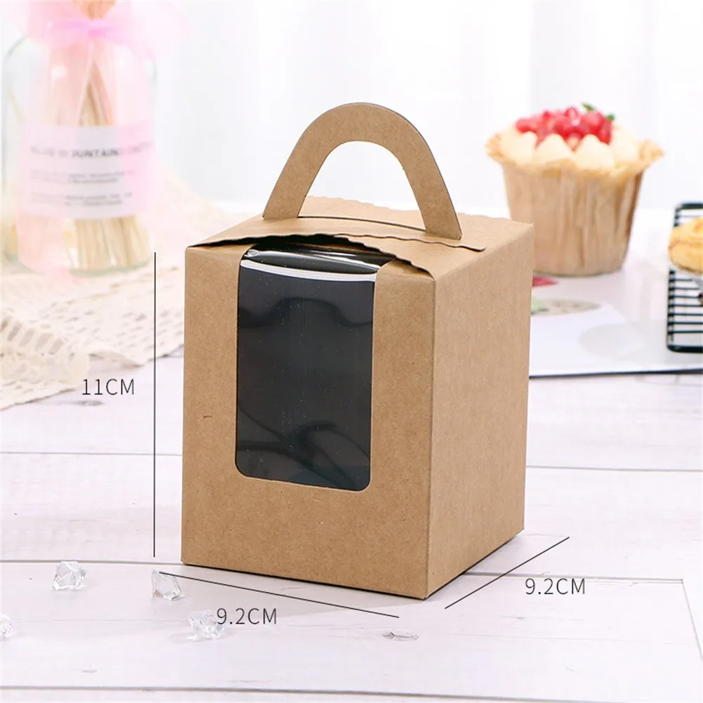 

5PCS Single Cupcake Box Cake Packaging With Holder & Insert Pastry Cookie Box Packing Box Jewelry/Cake/Handicraft/Candy Paper